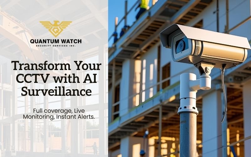 AI-powered surveillance camera monitoring a commercial building in Toronto